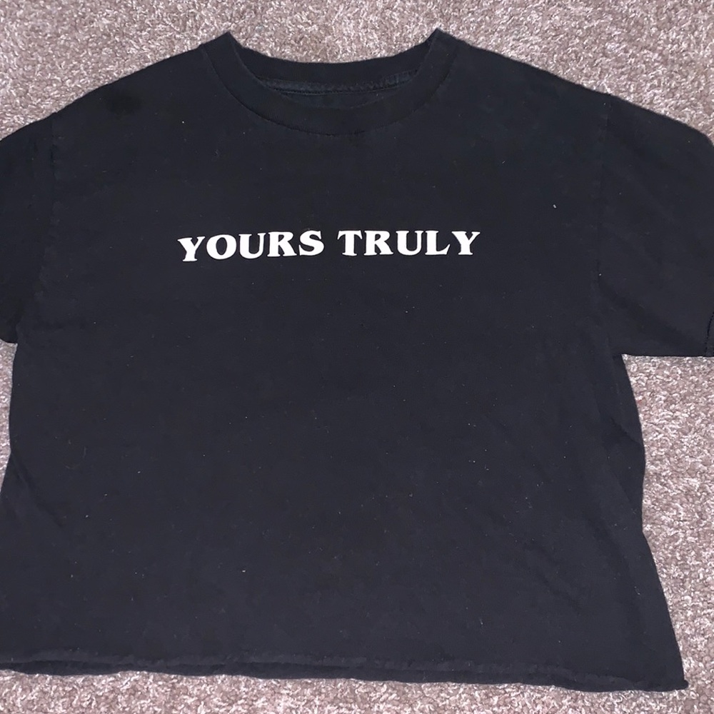 Black yours truly cropped top